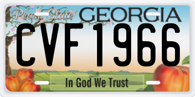 GA license plate CVF1966