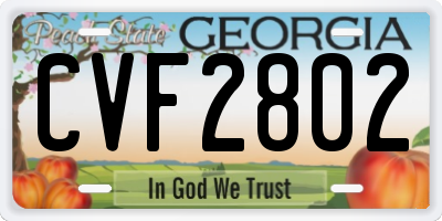 GA license plate CVF2802