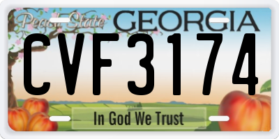 GA license plate CVF3174