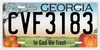 GA license plate CVF3183