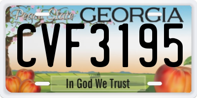 GA license plate CVF3195