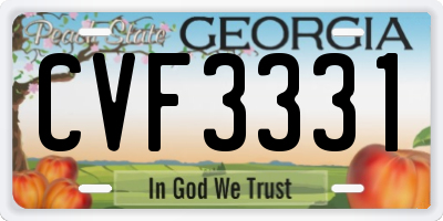 GA license plate CVF3331