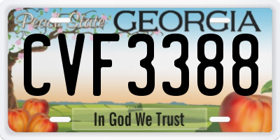 GA license plate CVF3388