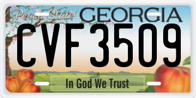 GA license plate CVF3509