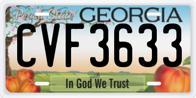 GA license plate CVF3633