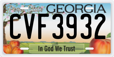 GA license plate CVF3932