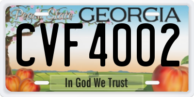 GA license plate CVF4002