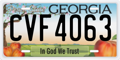 GA license plate CVF4063