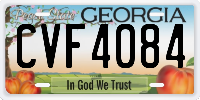 GA license plate CVF4084