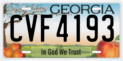 GA license plate CVF4193