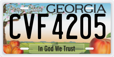 GA license plate CVF4205