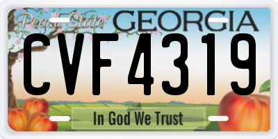GA license plate CVF4319