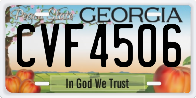 GA license plate CVF4506