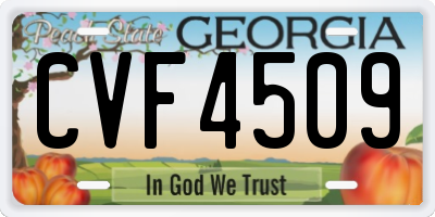 GA license plate CVF4509