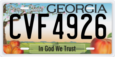 GA license plate CVF4926