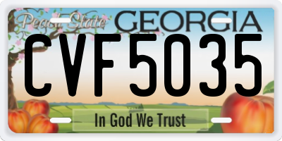 GA license plate CVF5035