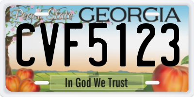 GA license plate CVF5123