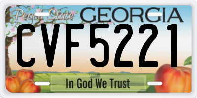 GA license plate CVF5221