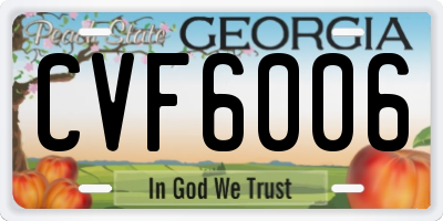 GA license plate CVF6006