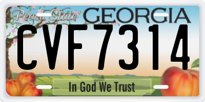 GA license plate CVF7314