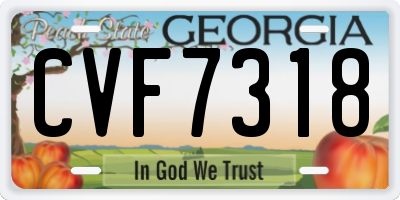 GA license plate CVF7318