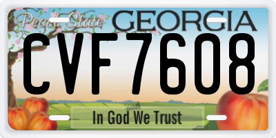 GA license plate CVF7608