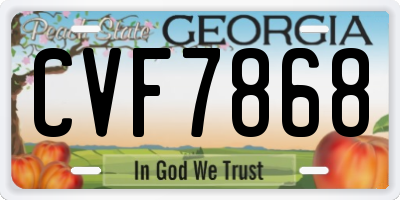 GA license plate CVF7868