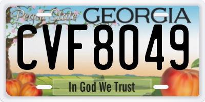 GA license plate CVF8049