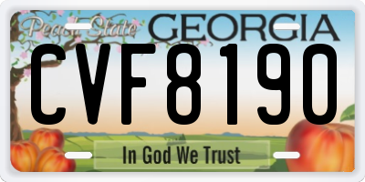 GA license plate CVF8190