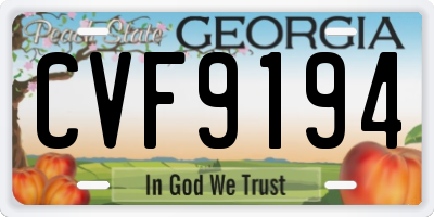 GA license plate CVF9194