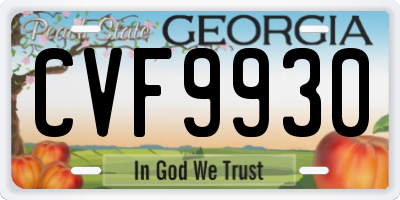 GA license plate CVF9930