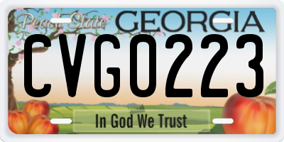 GA license plate CVG0223
