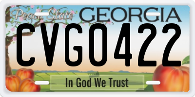 GA license plate CVG0422