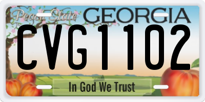 GA license plate CVG1102