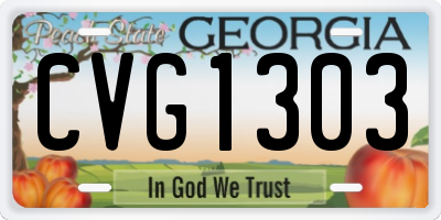 GA license plate CVG1303