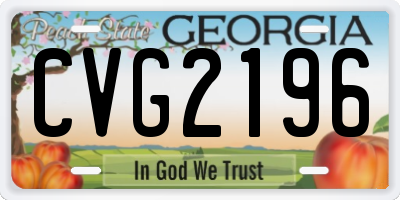 GA license plate CVG2196
