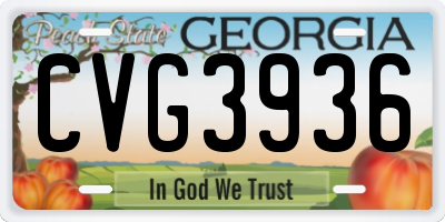 GA license plate CVG3936