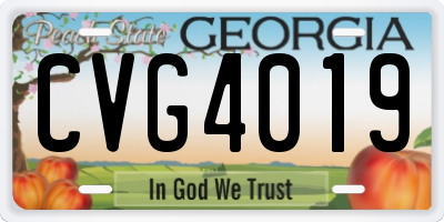 GA license plate CVG4019