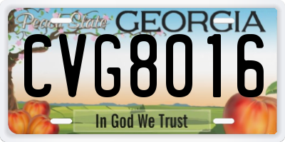GA license plate CVG8016
