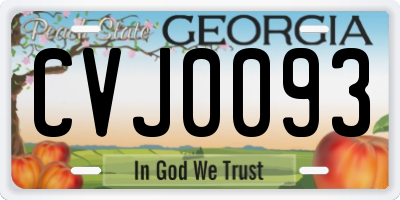 GA license plate CVJ0093