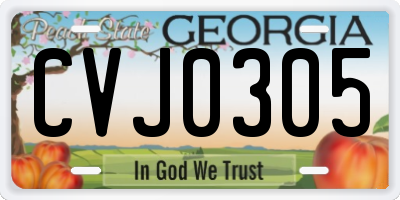 GA license plate CVJ0305