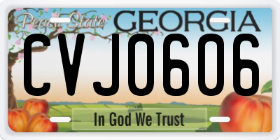 GA license plate CVJ0606