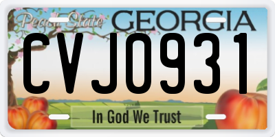 GA license plate CVJ0931