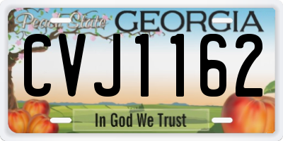 GA license plate CVJ1162