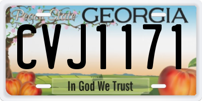 GA license plate CVJ1171