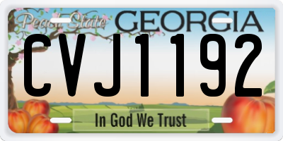 GA license plate CVJ1192