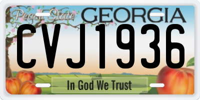 GA license plate CVJ1936