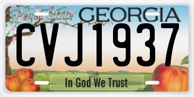 GA license plate CVJ1937