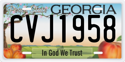 GA license plate CVJ1958