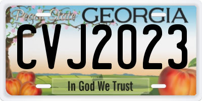 GA license plate CVJ2023